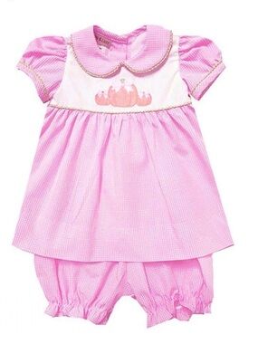 Marco & Lizzy Pink Gingham Top and Bloomers Set Embroidered Pumpkin Trio